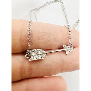 925 sterling Silver genuine diamond arrow charm necklace 17.5”